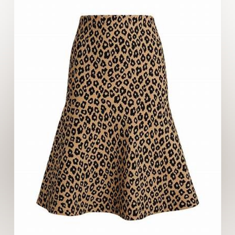 NWT, Theory Glossed Leopard Knit Skirt - Picture 13 of 15